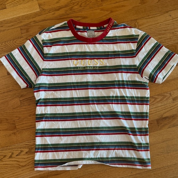 Guess Multicolor Striped Tee with Red Trim - Large - Picture 2 of 10
